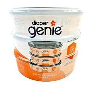 Diaper Genie Bags Refills 270 Count (Pack of 3) Clean Laundry Scent | Orange